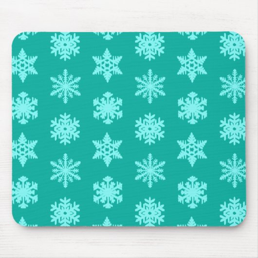 Ikat Snowflakes - Türkis und Wasser Mousepad (Vorne)