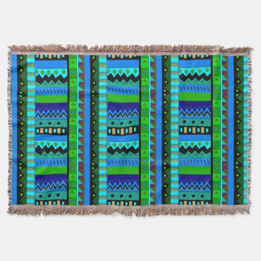 Ikat Stammes- inspirierte Throw-Decke Decke (Vorderseite)
