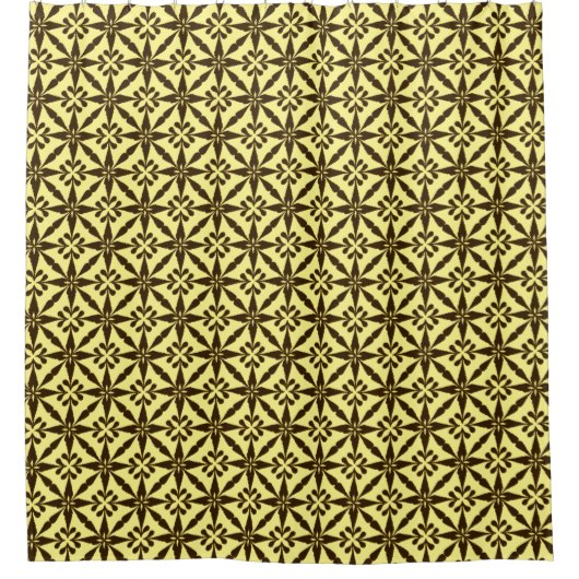 Ikat Star Pattern - Braun und Gelb Duschvorhang (Vorderseite)