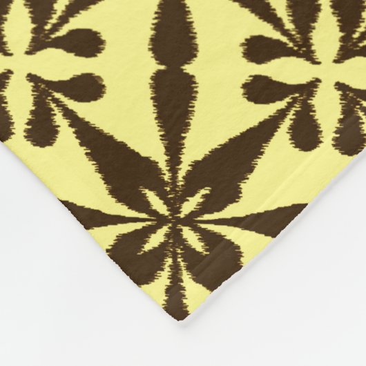 Ikat Star Pattern - Braun und Gelb Fleecedecke (Ecke)