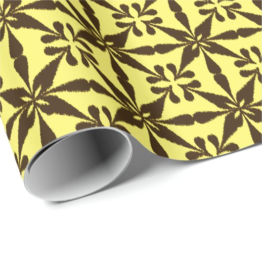 Ikat Star Pattern - Braun und Gelb Geschenkpapier (Rolleneckpunkt)