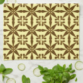 Ikat Star Pattern, braun und gelb Geschirrtuch (Gefaltet)