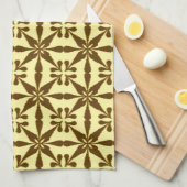 Ikat Star Pattern, braun und gelb Geschirrtuch (Viertel Falte)