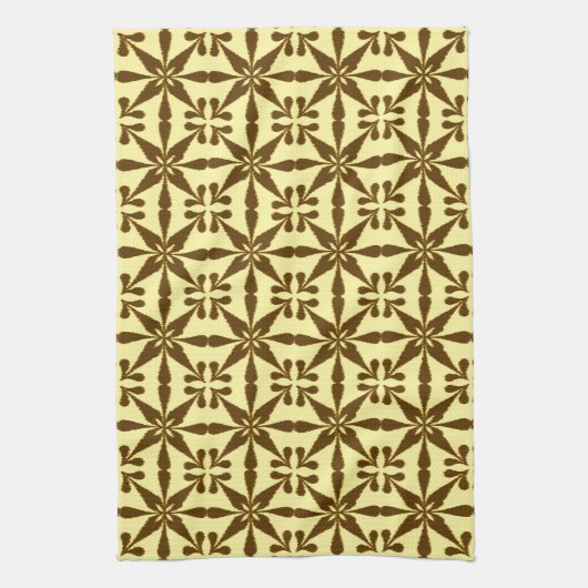 Ikat Star Pattern, braun und gelb Geschirrtuch (Vertikal)