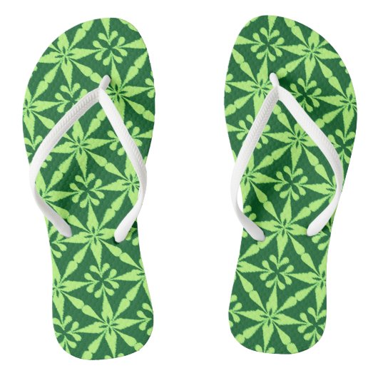 Ikat Star Pattern - Dunkelgrün Badesandalen (Fußbett)