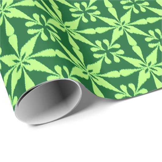 Ikat Star Pattern - Dunkelgrün Geschenkpapier (Rolleneckpunkt)