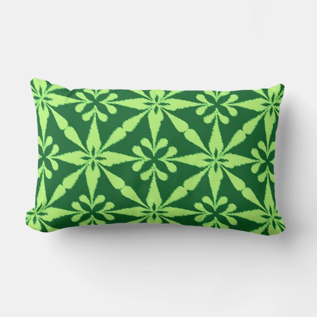 Ikat Star Pattern - Dunkelgrün Lendenkissen (Vorderseite)
