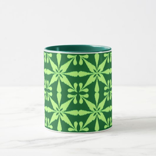 Ikat Star Pattern - Dunkelgrün Tasse (Zentrum)