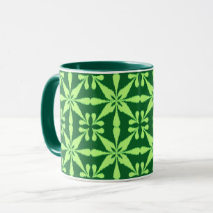 Ikat Star Pattern - Dunkelgrün Tasse