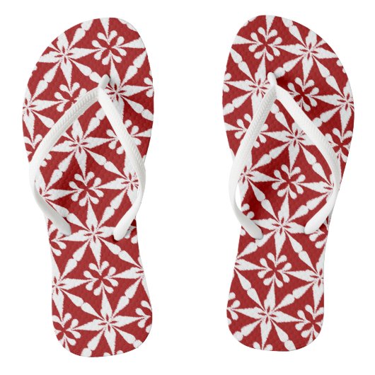 Ikat Star Pattern - Dunkelrot und Weiß Badesandalen (Fußbett)