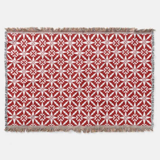 Ikat Star Pattern - Dunkelrot und Weiß Decke (Vorderseite)