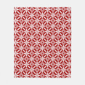 Ikat Star Pattern - Dunkelrot und Weiß Fleecedecke (Vorderseite)