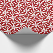 Ikat Star Pattern - Dunkelrot und Weiß Geschenkpapier (Ecke)