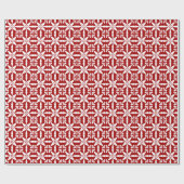 Ikat Star Pattern - Dunkelrot und Weiß Geschenkpapier (Flach)