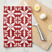 Ikat Star Pattern, Dunkelrot und Weiß Geschirrtuch (Viertel Falte)