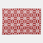 Ikat Star Pattern, Dunkelrot und Weiß Geschirrtuch (Horizontal)