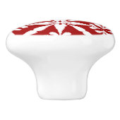 Ikat Star Pattern - Dunkelrot und Weiß Keramikknauf (Seitenansicht)