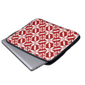 Ikat Star Pattern - Dunkelrot und Weiß Laptopschutzhülle (Vorne Knopf)
