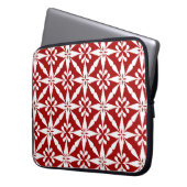 Ikat Star Pattern - Dunkelrot und Weiß Laptopschutzhülle (Vorderseite Links)