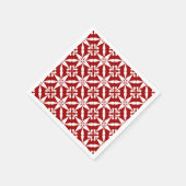 Ikat Star Pattern - Dunkelrot und Weiß Serviette (Ecke)