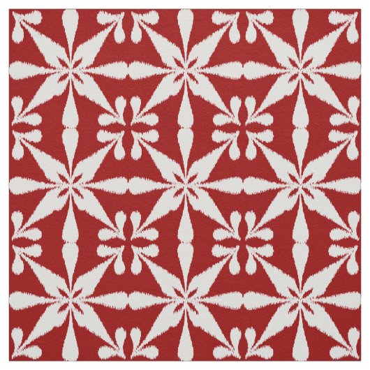 Ikat Star Pattern - Dunkelrot und Weiß Stoff (Muster)