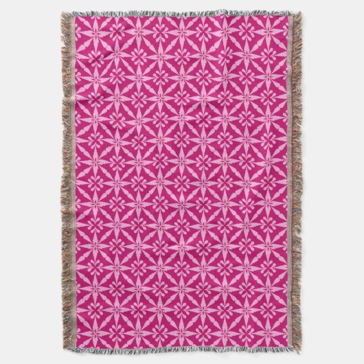 Ikat Star Pattern - Fuchsia Pink Decke (Vorderseite Vertikal)