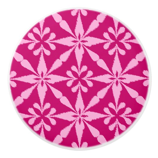Ikat Star Pattern - Fuchsia Pink Keramikknauf (Vorderseite)