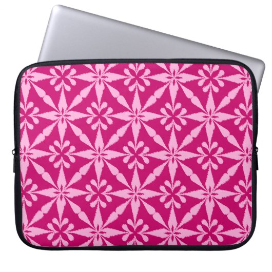 Ikat Star Pattern - Fuchsia Pink Laptopschutzhülle (Vorderseite)