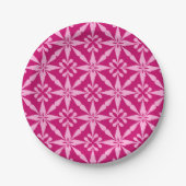 Ikat Star Pattern - Fuchsia Pink Pappteller (Vorderseite)