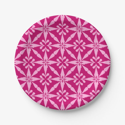 Ikat Star Pattern - Fuchsia Pink Pappteller (Vorderseite)