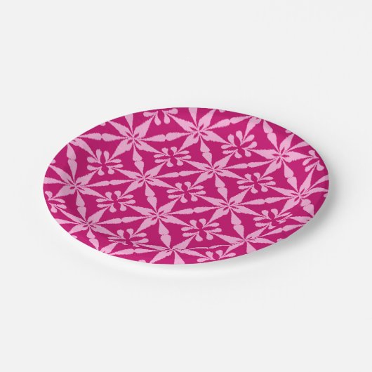 Ikat Star Pattern - Fuchsia Pink Pappteller (Schrägansicht)