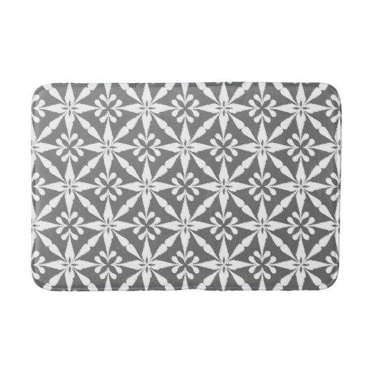 Ikat Star Pattern - grau/grau und weiß Badematte (Vorderseite)