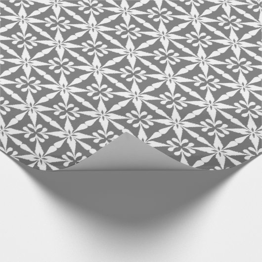 Ikat Star Pattern - grau/grau und weiß Geschenkpapier (Ecke)