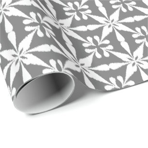 Ikat Star Pattern - grau/grau und weiß Geschenkpapier