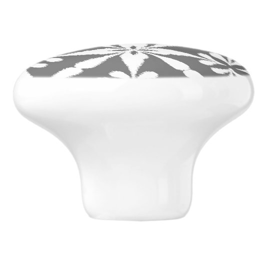 Ikat Star Pattern - grau/grau und weiß Keramikknauf (Seitenansicht)