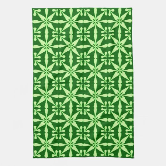 Ikat Star Pattern, Limon und dunkelgrün Geschirrtuch (Vertikal)