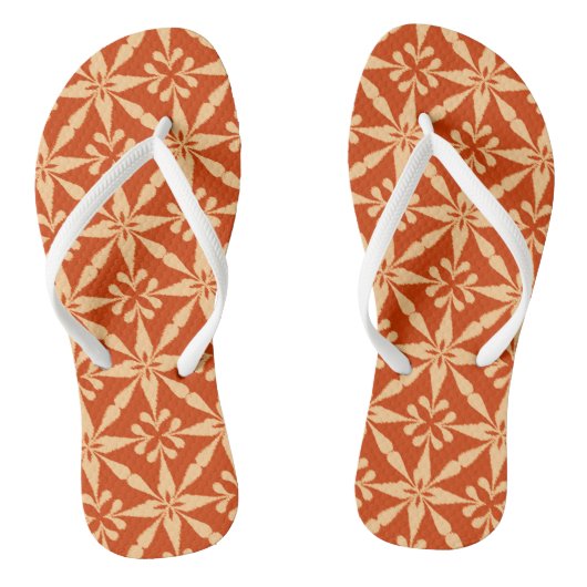 Ikat Star Pattern - Mandarin Orange Badesandalen (Fußbett)