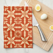 Ikat Star Pattern, Mandarin Orange Geschirrtuch (Viertel Falte)