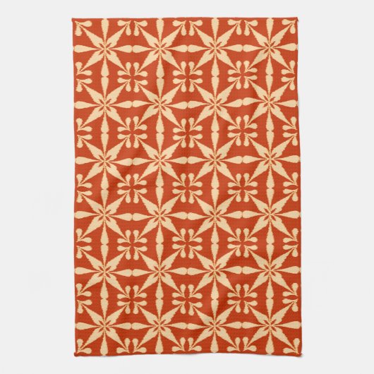 Ikat Star Pattern, Mandarin Orange Geschirrtuch (Vertikal)