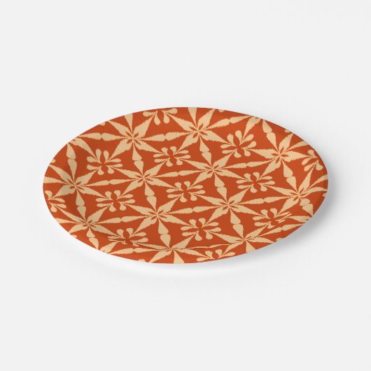 Ikat Star Pattern - Mandarin Orange Pappteller (Schrägansicht)