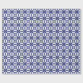 Ikat Star Pattern - Navy Blue und White Geschenkpapier (Flach)