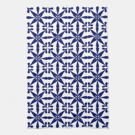 Ikat Star Pattern, Navy Blue und White Geschirrtuch (Vertikal)