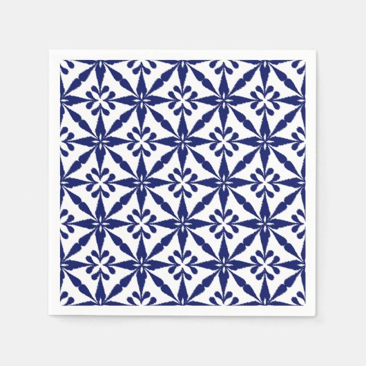 Ikat Star Pattern - Navy Blue und White Serviette (Vorderseite)