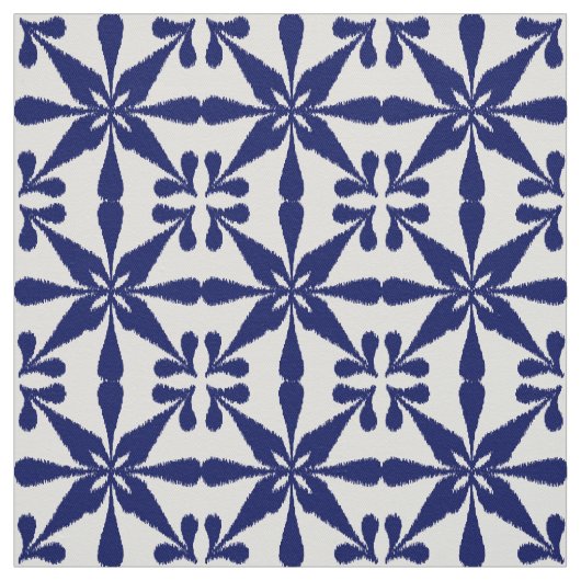 Ikat Star Pattern - Navy Blue und White Stoff (Muster)