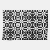 Ikat Star Pattern, Schwarz und Weiß Geschirrtuch (Horizontal)