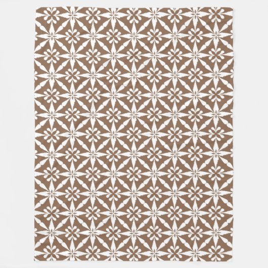 Ikat Star Pattern - Taupe Tan und White Fleecedecke (Vorderseite)