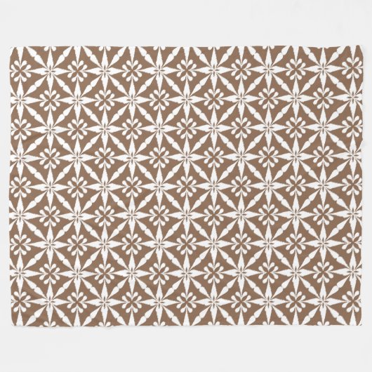 Ikat Star Pattern - Taupe Tan und White Fleecedecke (Vorderseite (Horizontal))