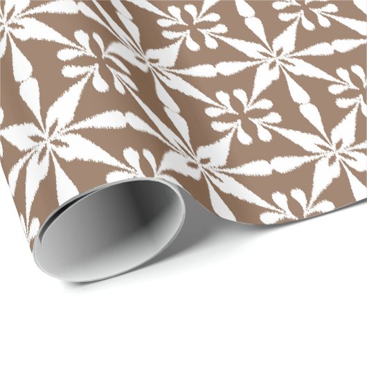 Ikat Star Pattern - Taupe Tan und White Geschenkpapier (Rolleneckpunkt)