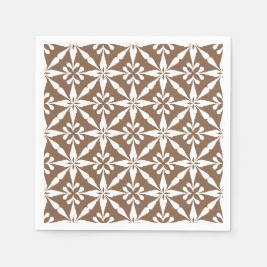 Ikat Star Pattern - Taupe Tan und White Serviette (Vorderseite)