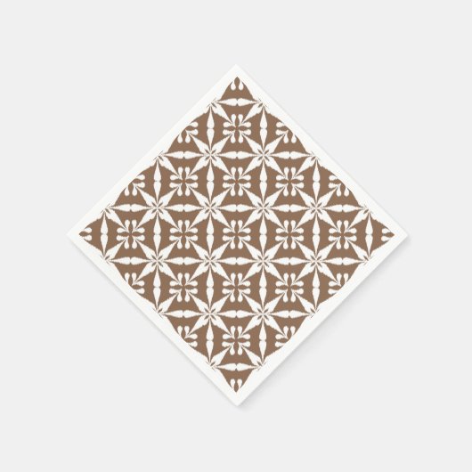 Ikat Star Pattern - Taupe Tan und White Serviette (Ecke)